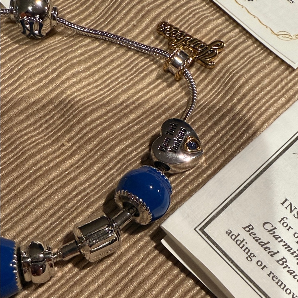 The Bradford Exchange Blue and Silver New York Yankees #1 Fan Charm Bracelet - Picture 5 of 12